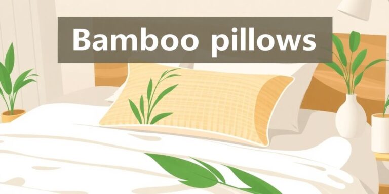 Cozy bedroom with bamboo pillow and soft bedding.