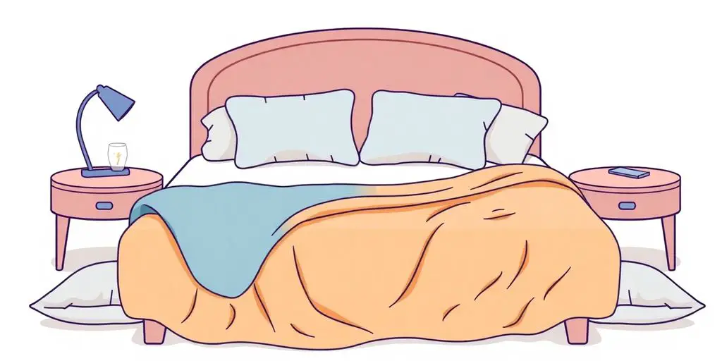 Ilustración vectorial de un cómodo conjunto de cama ortopédica.